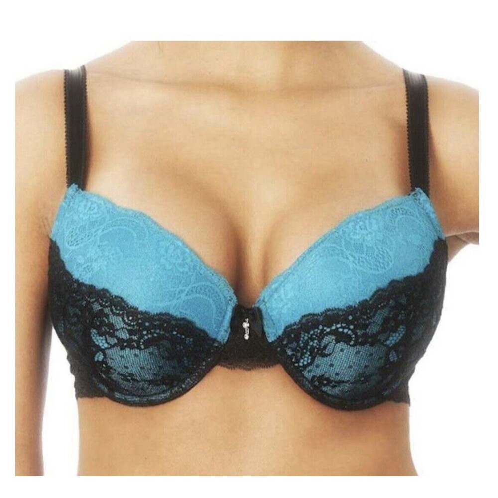 Creme Bralee Bettina Contour Bra Blue /Black  Sz    42DD
